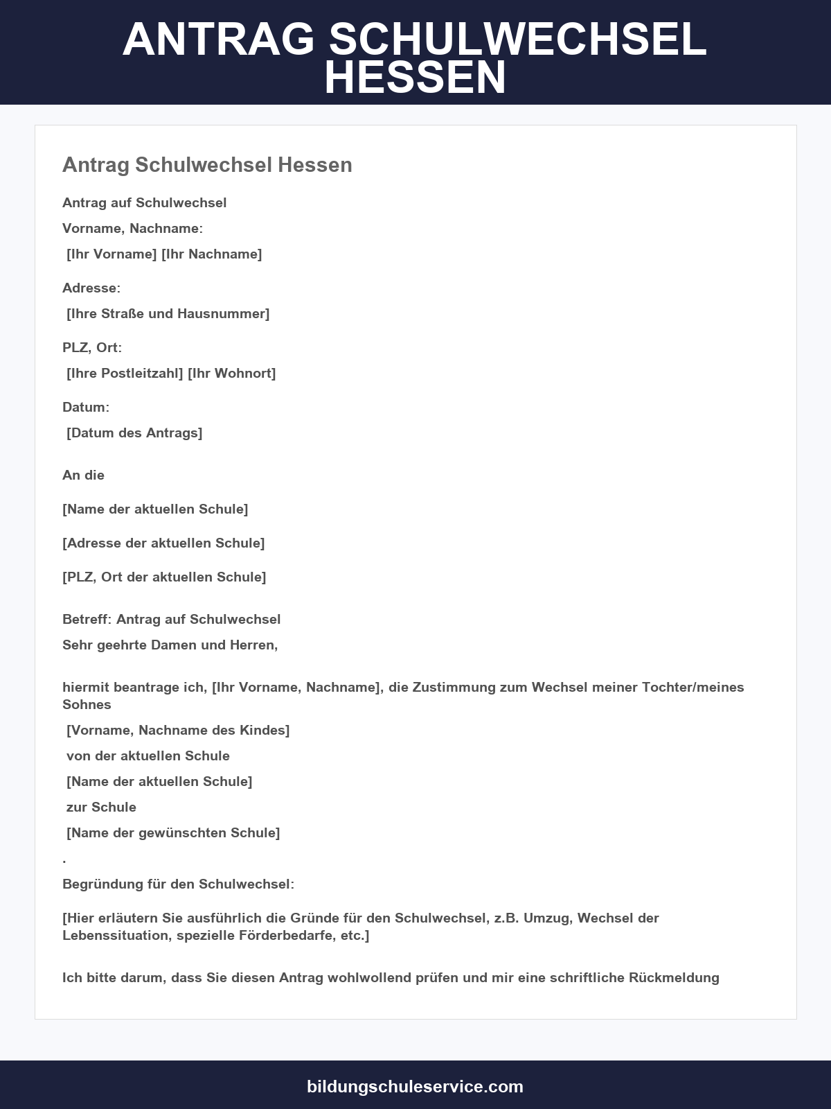 Antrag Schulwechsel Hessen
