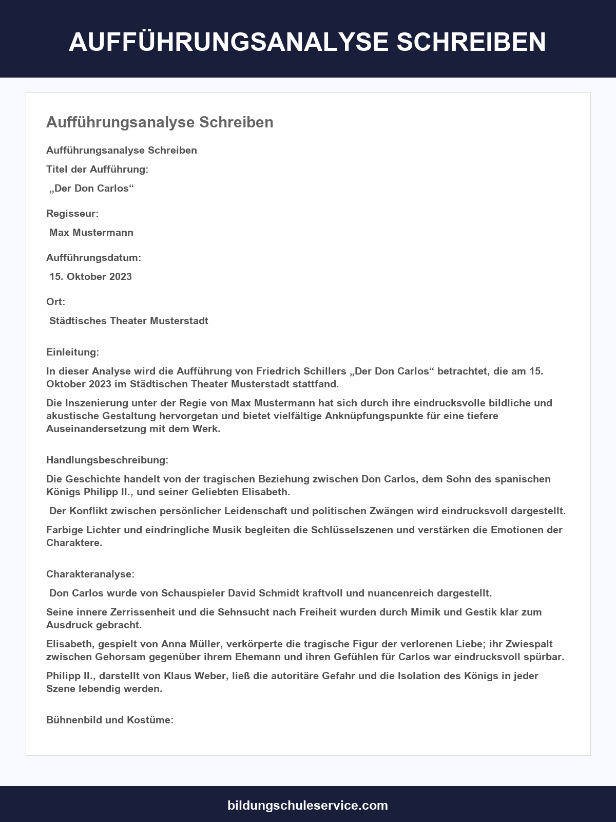 Aufführungsanalyse Schreiben