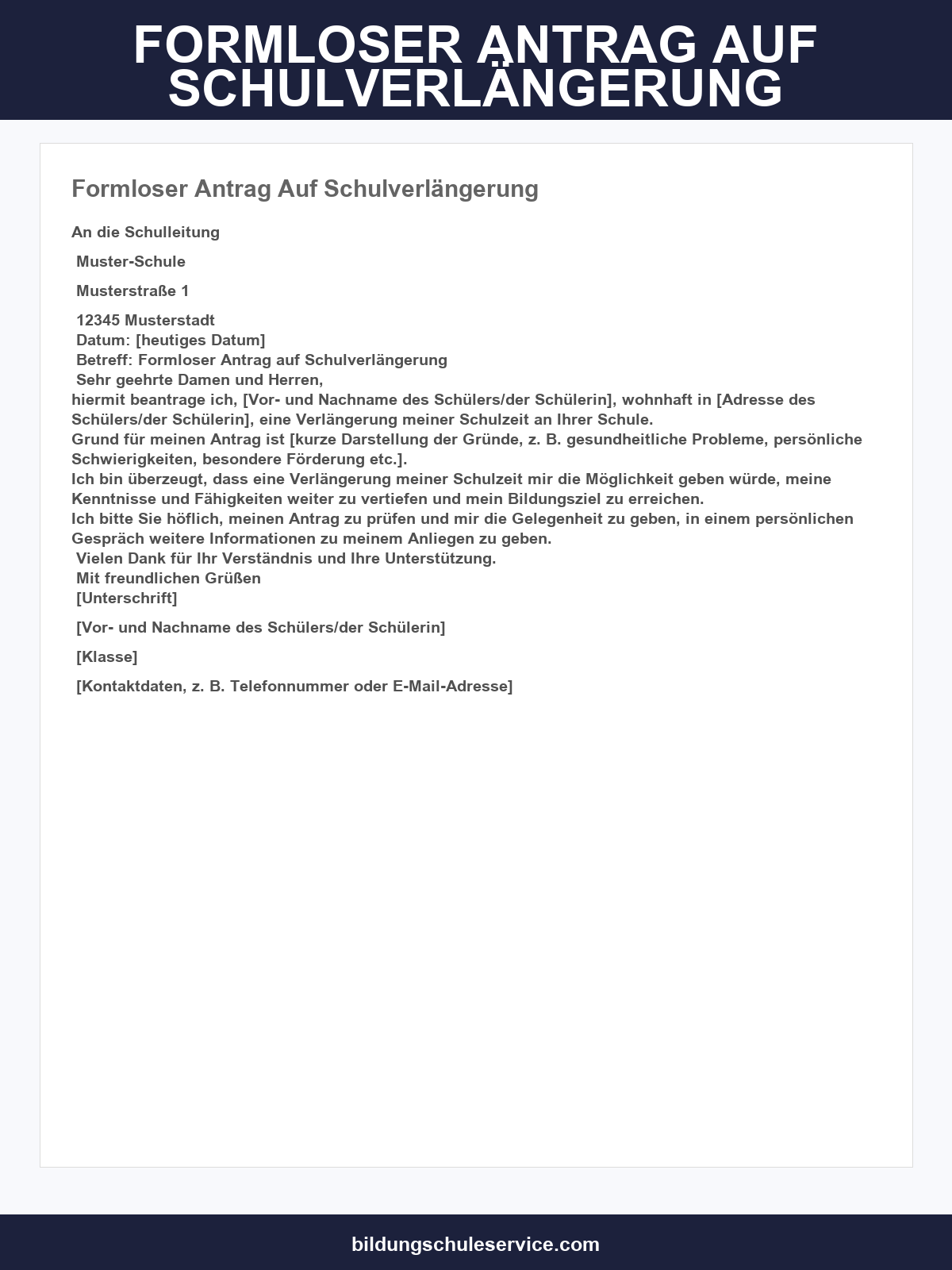Formloser Antrag Auf Schulverlängerung