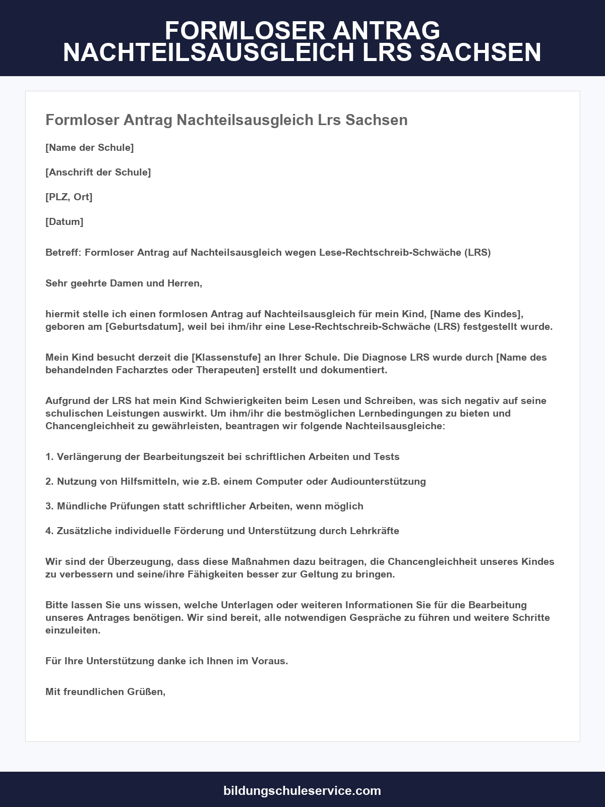 Formloser Antrag Nachteilsausgleich Lrs Sachsen