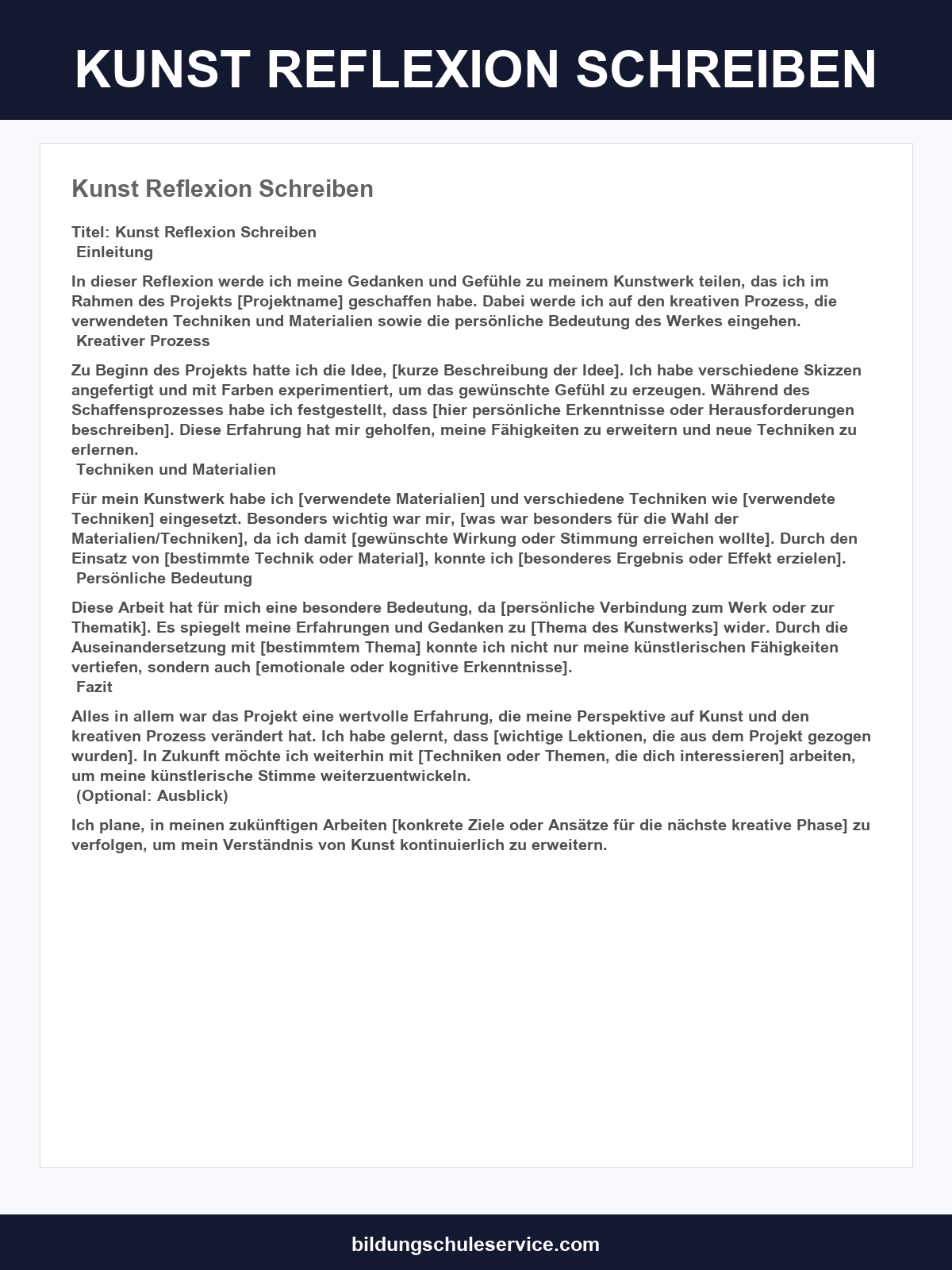 Kunst Reflexion Schreiben