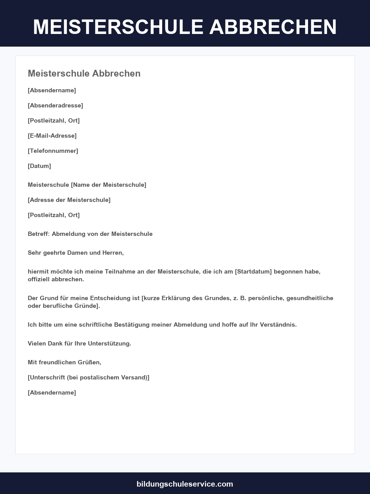 Meisterschule Abbrechen