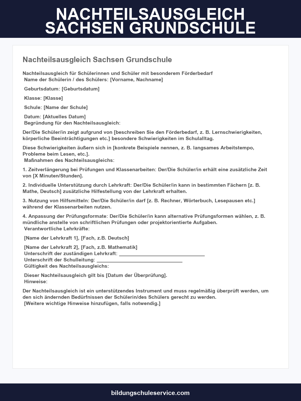 Nachteilsausgleich Sachsen Formular Grundschule
