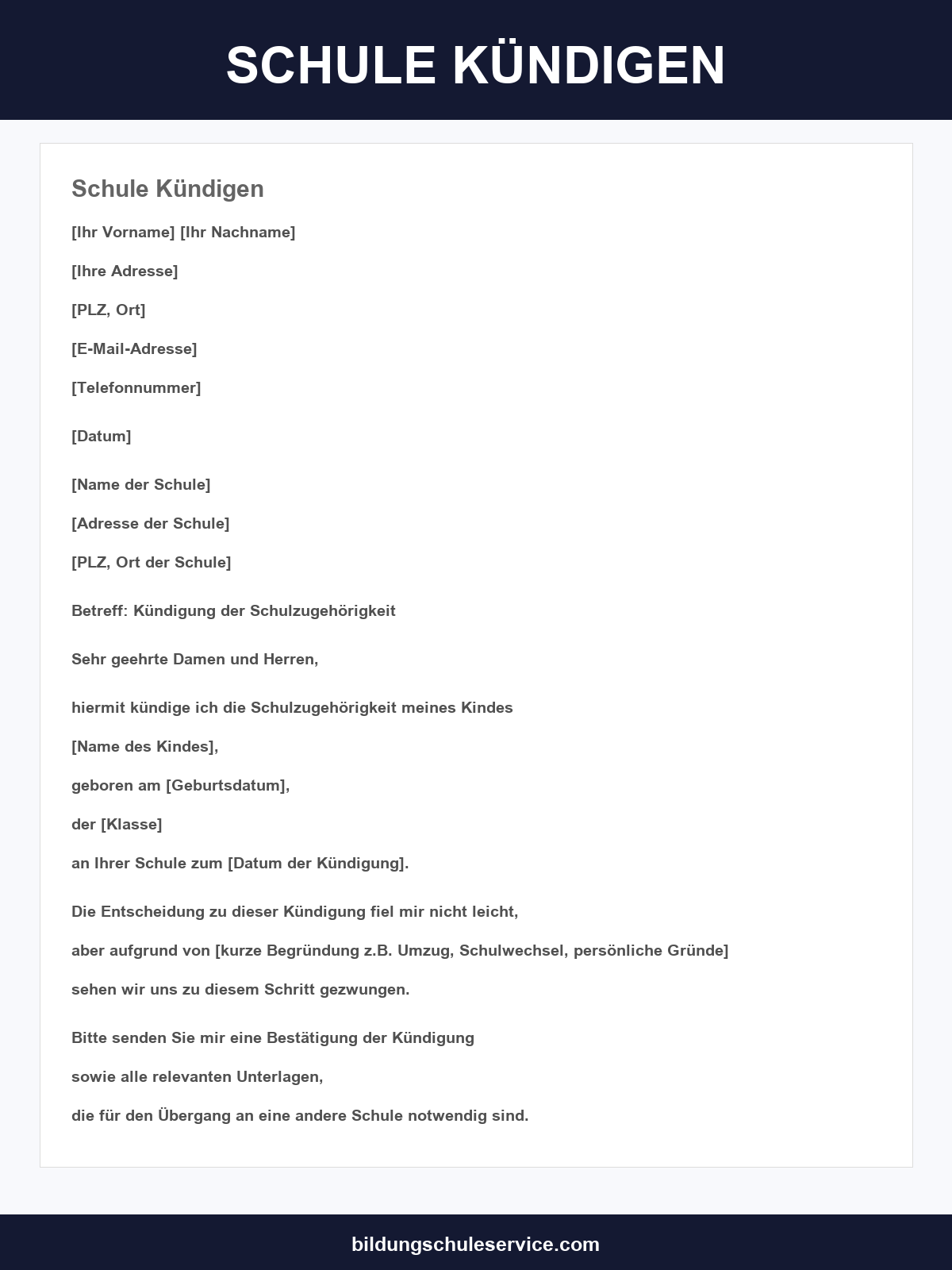 Schule Kündigen