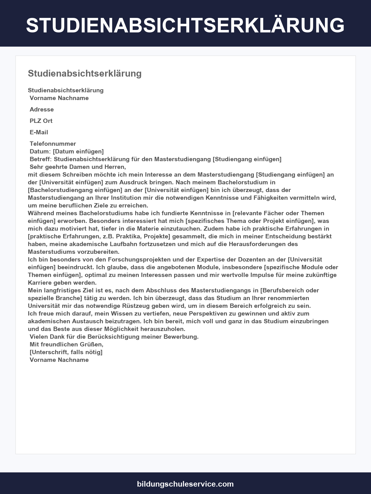 Studienabsichtserklärung