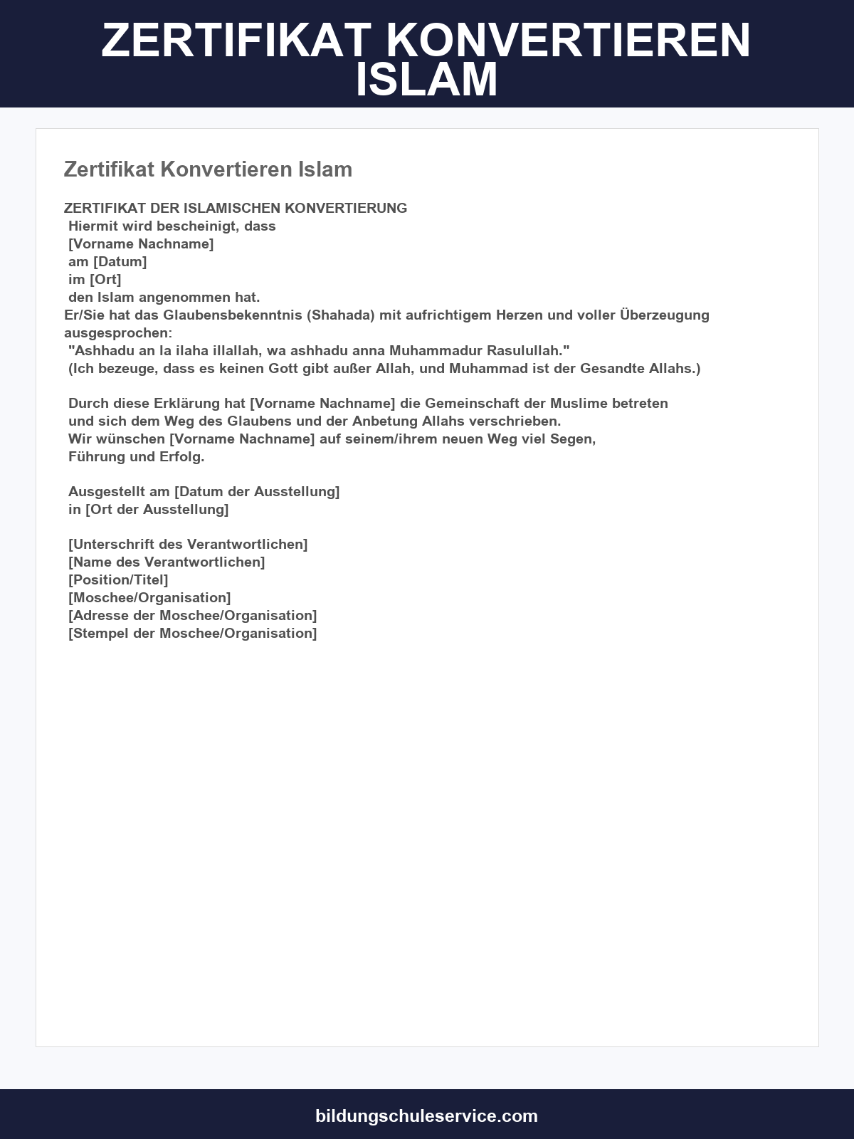 Zertifikat Konvertieren Islam